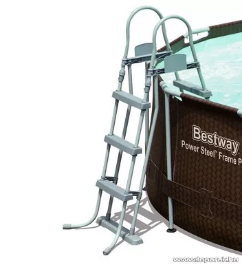 Bestway MYKONOS Fémvázas, rattan hatású kerti medence vízforgatóval és létrával, 366 x 100 cm
