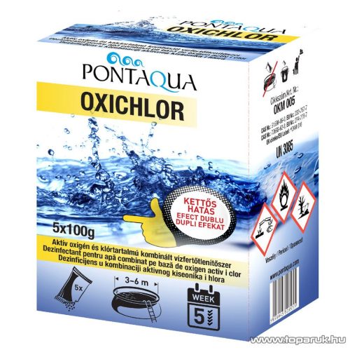 PoolTrend / PontAqua OXICHLOR aktív oxigén és klórtartalmú kombinált medence vízfertőtlenítő szer, 5 db tasak / doboz