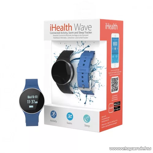 iHealth Wave AM4 napi aktivitást mérő vízálló fitness óra úszáshoz és alváshoz, kék-fekete