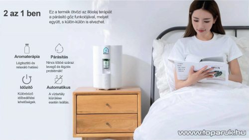 Kompact Aroma Humidifier HM-K-AR Szabadonálló aroma és párásító készülék, aromaterápiás diffúzor, fehér