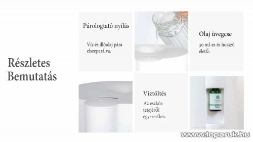 Kompact Aroma Humidifier HM-K-AR Szabadonálló aroma és párásító készülék, aromaterápiás diffúzor, fehér