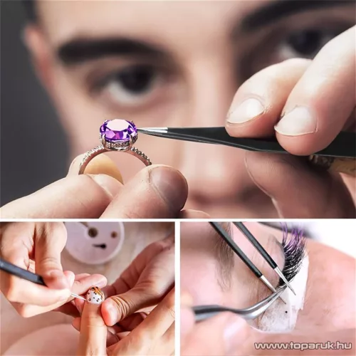 Handy Antisztatikus precíziós csipesz szett, matt fekete, 11 részes (10779B)