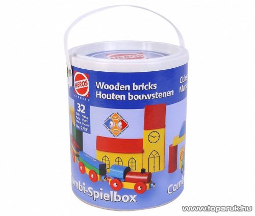 Heros 32 darabos combi box, színes fa építőkockák (100027181)