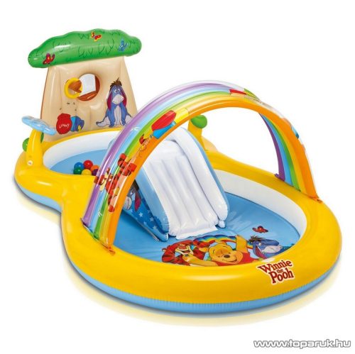 Intex Micimackó élménymedence, csúszdás kerti családi medence, 282 x 173 x 107 cm