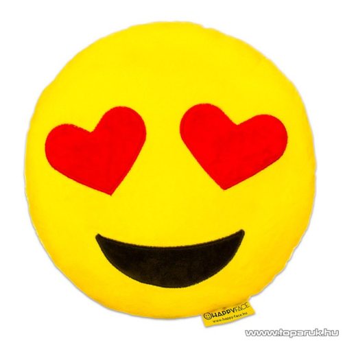 HappyFace Szerelmes emoji plüss párna, díszpárna, 32 x 32 x 10 cm