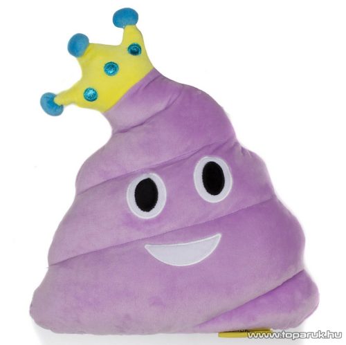 HappyFace Lila nevetős kaki emoji plüss párna, díszpárna, 32 x 32 x 10 cm