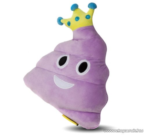 HappyFace Lila nevetős kaki emoji plüss párna, díszpárna, 32 x 32 x 10 cm