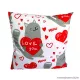 Love You pecsétes, cicás díszpárna, 40 x 40 cm
