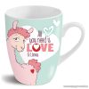 NICI All you need is love and Llamas lámás porcelán bögre, 310 ml
