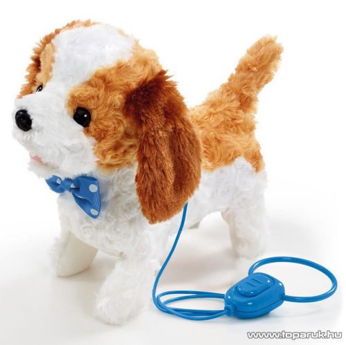 Sétáló, sétáltatható Bobby kutyus pórázzal, interaktív plüss kutyakölyök