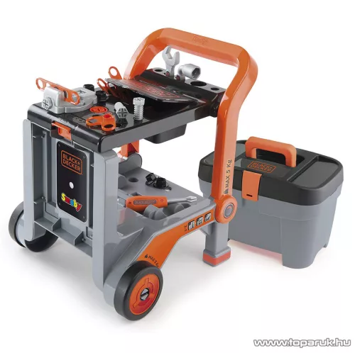 Smoby Black & Decker (B&D) 3 az 1-ben gurulós szerelőasztal, szerelőkocsi
