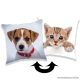 Kutya és cica mintás, átsimítható, flitteres díszpárna, 40 x 40 cm