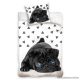 Fekete mopsz mintás kétrészes ágyneműhuzat garnitúra