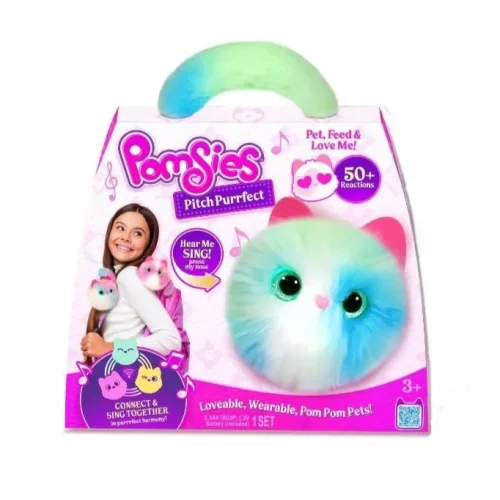 Pomsies interaktív plüss cica, szeretnivaló viselhető Pom-Pom kedvenc - Mist