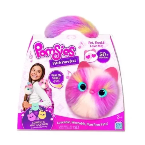 Pomsies interaktív plüss cica, szeretnivaló viselhető Pom-Pom kedvenc - Roxy
