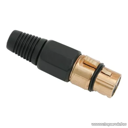 XLR aljzat csatlakozó, 3 pólusú, aranyozott, szorítópofás törésgátlóval, 1 db (05197X)