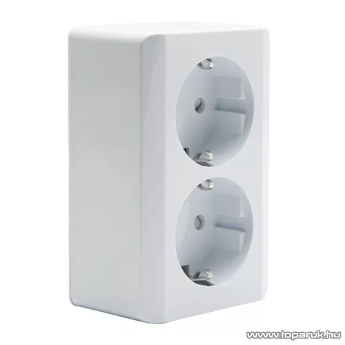 Falon kívüli beltéri 2-es dugalj földelt, fehér, gyerekzár, 230V, 50Hz, 16A (05911)