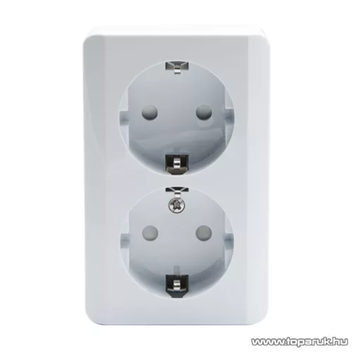 Falon kívüli beltéri 2-es dugalj földelt, fehér, gyerekzár, 230V, 50Hz, 16A (05911)