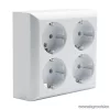 Falon kívüli beltéri 4-es dugalj földelt, fehér, 230V, 50Hz, 16A (05913 / GAO 0313)