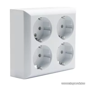   Falon kívüli beltéri 4-es dugalj földelt, fehér, 230V, 50Hz, 16A (05913 / GAO 0313)