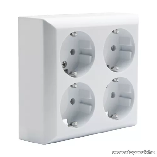 Falon kívüli beltéri 4-es dugalj földelt, fehér, 230V, 50Hz, 16A (05913 / GAO 0313)