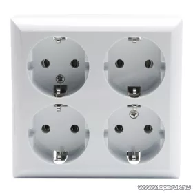   Falon kívüli beltéri 4-es dugalj földelt, fehér, 230V, 50Hz, 16A (05913 / GAO 0313)