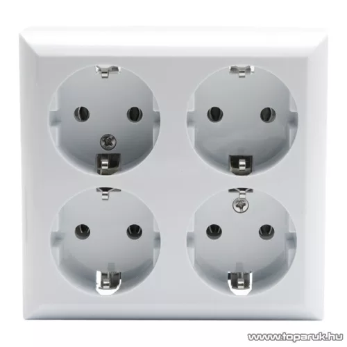 Falon kívüli beltéri 4-es dugalj földelt, fehér, 230V, 50Hz, 16A (05913 / GAO 0313)