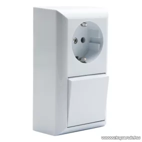   Falon kívüli beltéri váltókapcsoló dugaljal, fehér, 230V, 50Hz, 10A (05914)