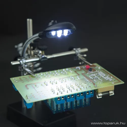 Fahrenheit LED-es világító paneltartó nagyítóval és krokodilcsipeszekkel, akár 10x nagyítás ekkel, 2x nagyítás (10103)