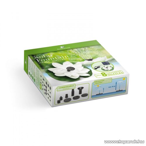 Garden of edeN 11224A Szolár napelemes szökőkút, fehér tavirózsa - 180 x 170 mm