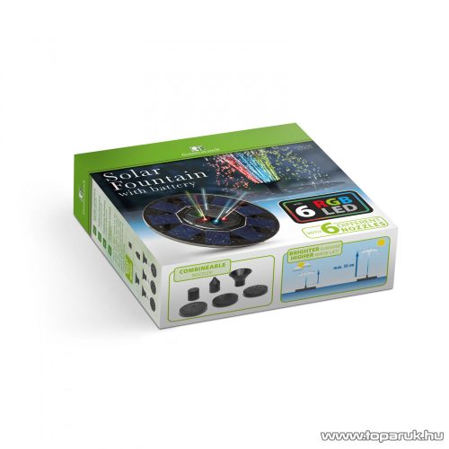 Garden of edeN 11225 Szolár napelemes szökőkút akkumulátorral, 6 db RGB színes LED-del, 180 x 40 mm