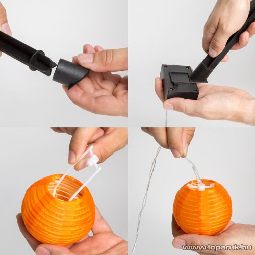 Garden of edeN 11227B Kültéri szolár lampion napelemes fényfüzér, 10 db színes lampion, hidegfehér LED világítással, 3,7 m