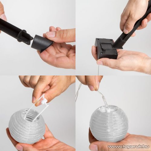 Garden of edeN 11227 Kültéri szolár lampion napelemes fényfüzér, 10 db fehér lampion, hidegfehér LED világítással, 3,7 m