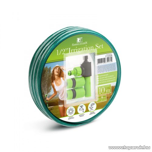 Garden of edeN 11335A Kerti locsolótömlő szett, 1/2"-os, 10 méter, zöld