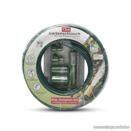 Kerti locsoló szett, 15 m, zöld (11335)