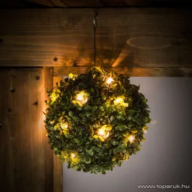   Garden of edeN 11359 Napelemes szolár bukszus, világító buxus gömb, felakasztható kiveitel, 20 db melegfehér LED-del, 25 cm átmérővel
