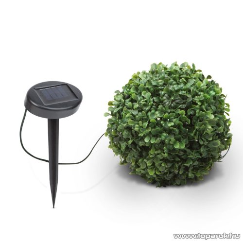Garden of edeN 11359 Napelemes szolár bukszus, világító buxus gömb, felakasztható kiveitel, 20 db melegfehér LED-del, 25 cm átmérővel