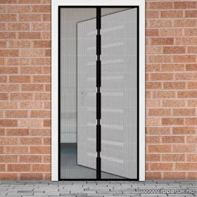   Mosható szúnyogháló függöny ajtóra, mágnessel záródó, 100 x 210 cm (mágneses szúnyogháló), fekete színű