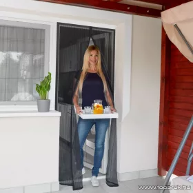   Mosható szúnyogháló függöny ajtóra, mágnessel záródó, 100 x 210 cm (mágneses szúnyogháló), fekete színű