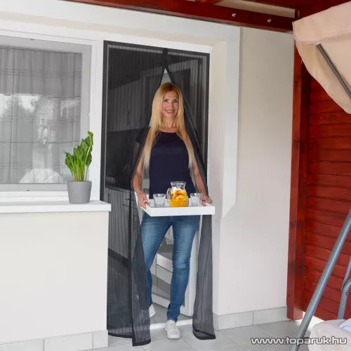 Mosható szúnyogháló függöny ajtóra, mágnessel záródó, 100 x 210 cm (mágneses szúnyogháló), fekete színű