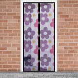   Mosható szúnyogháló függöny ajtóra, mágnessel záródó, 100 x 210 cm (mágneses szúnyogháló), lila virág mintás