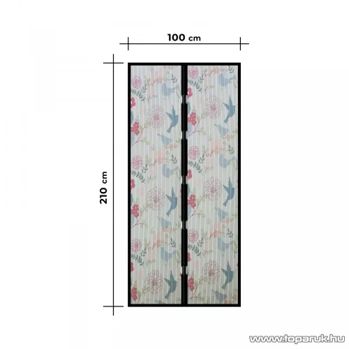 Mosható szúnyogháló függöny ajtóra, mágnessel záródó, 100 x 210 cm (mágneses szúnyogháló), madár mintás