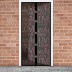   Mosható szúnyogháló függöny ajtóra, mágnessel záródó, 100 x 210 cm (mágneses szúnyogháló), LOVE felirattal