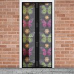   Mosható szúnyogháló függöny ajtóra, mágnessel záródó, 100 x 210 cm (mágneses szúnyogháló), virágos pillangós