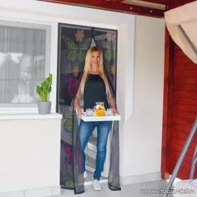   Mosható szúnyogháló függöny ajtóra, mágnessel záródó, 100 x 210 cm (mágneses szúnyogháló), virágos pillangós
