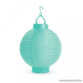   Garden of edeN 11399F-TU Szolár napelemes kerti lampion, türkiz színű, hidegfehér LED világítással, 21 cm átmérő