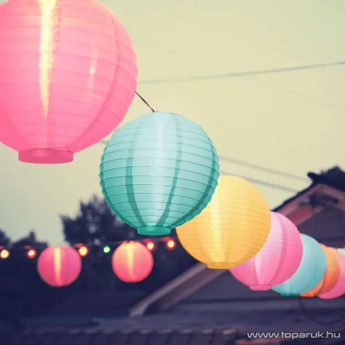 Garden of edeN 11399F-TU Szolár napelemes kerti lampion, türkiz színű, hidegfehér LED világítással, 21 cm átmérő