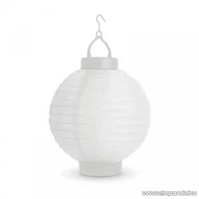  Garden of edeN 11399F-WH Szolár napelemes kerti lampion, fehér színű, hidegfehér LED világítással, 21 cm átmérő