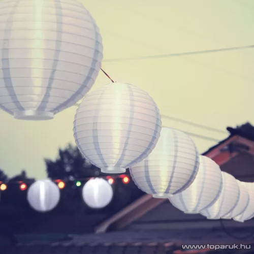 Garden of edeN 11399F-WH Szolár napelemes kerti lampion, fehér színű, hidegfehér LED világítással, 21 cm átmérő