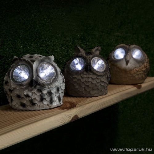 delight LED-es szolárlámpa, napelemes kerti lámpa, bagoly állatfigurával, 3 féle színben (11426A)